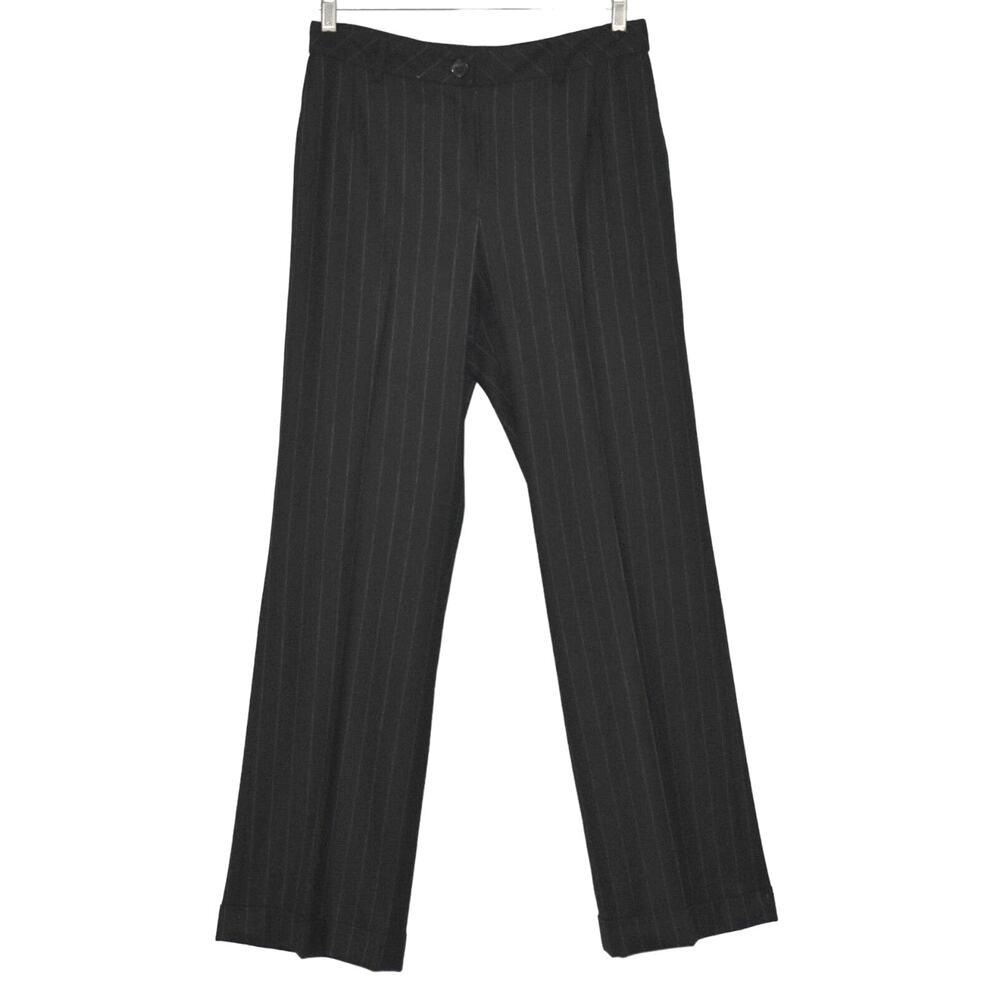 A5 Auth AKRIS Striped Wool Straight Cuffed Hem Dress Trouser Pants Size US 10